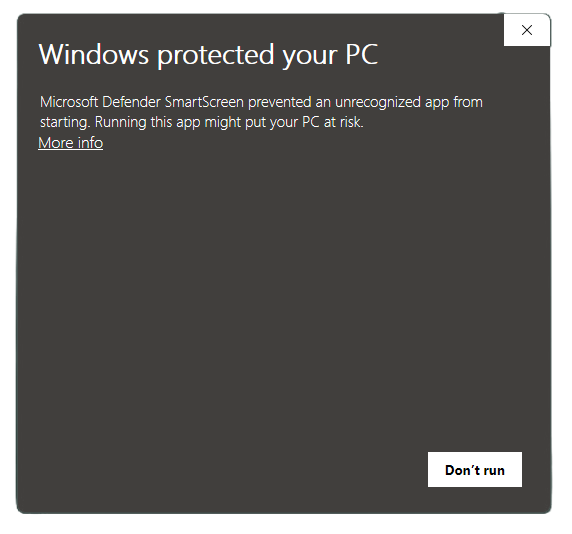 Windows Security Warning Dialog